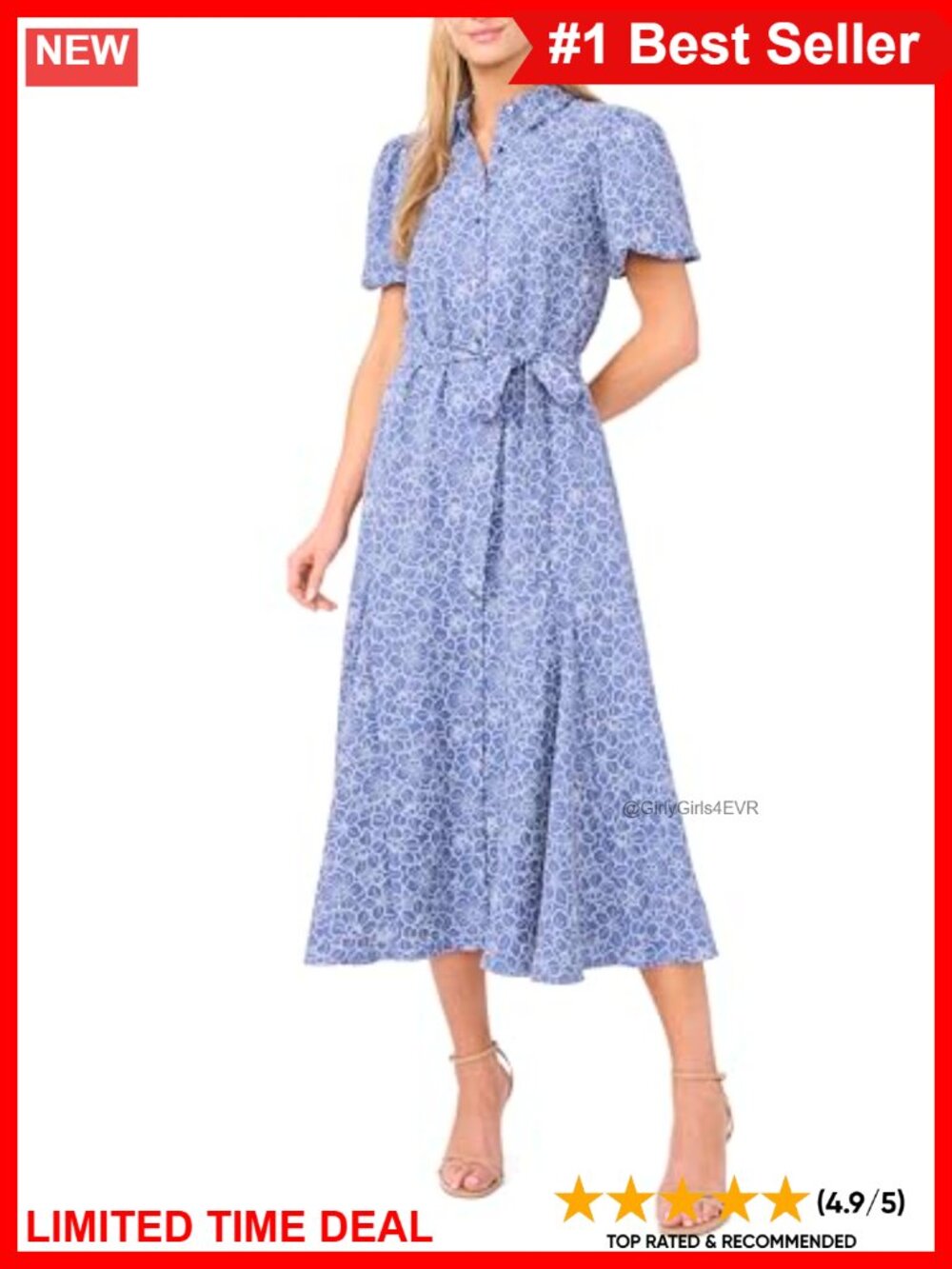 Chambray Button Front Dress Short Sleeve A-Line Mini Casual